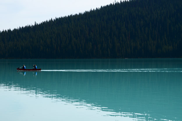 Canoeing the blue hues of Lake Louise