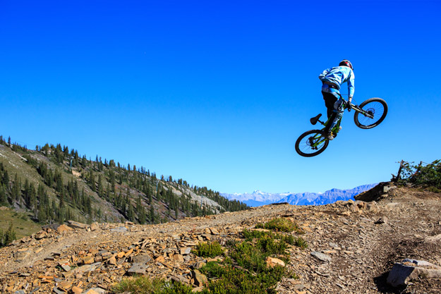 Downhill biking at Kicking Horse