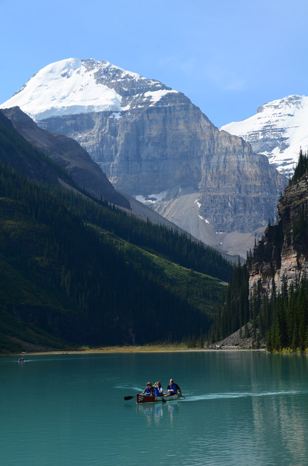 Dipping a paddle at Lake Louise