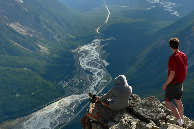 Enjoying the view from the summit of Mount Field